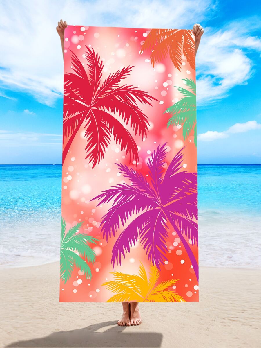 1入組椰子樹圖案沙灘巾 - 彩色 - 查看 1