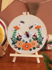 1set Random Flower & Bee Pattern Hand Embroidery - Multicolor - View 1