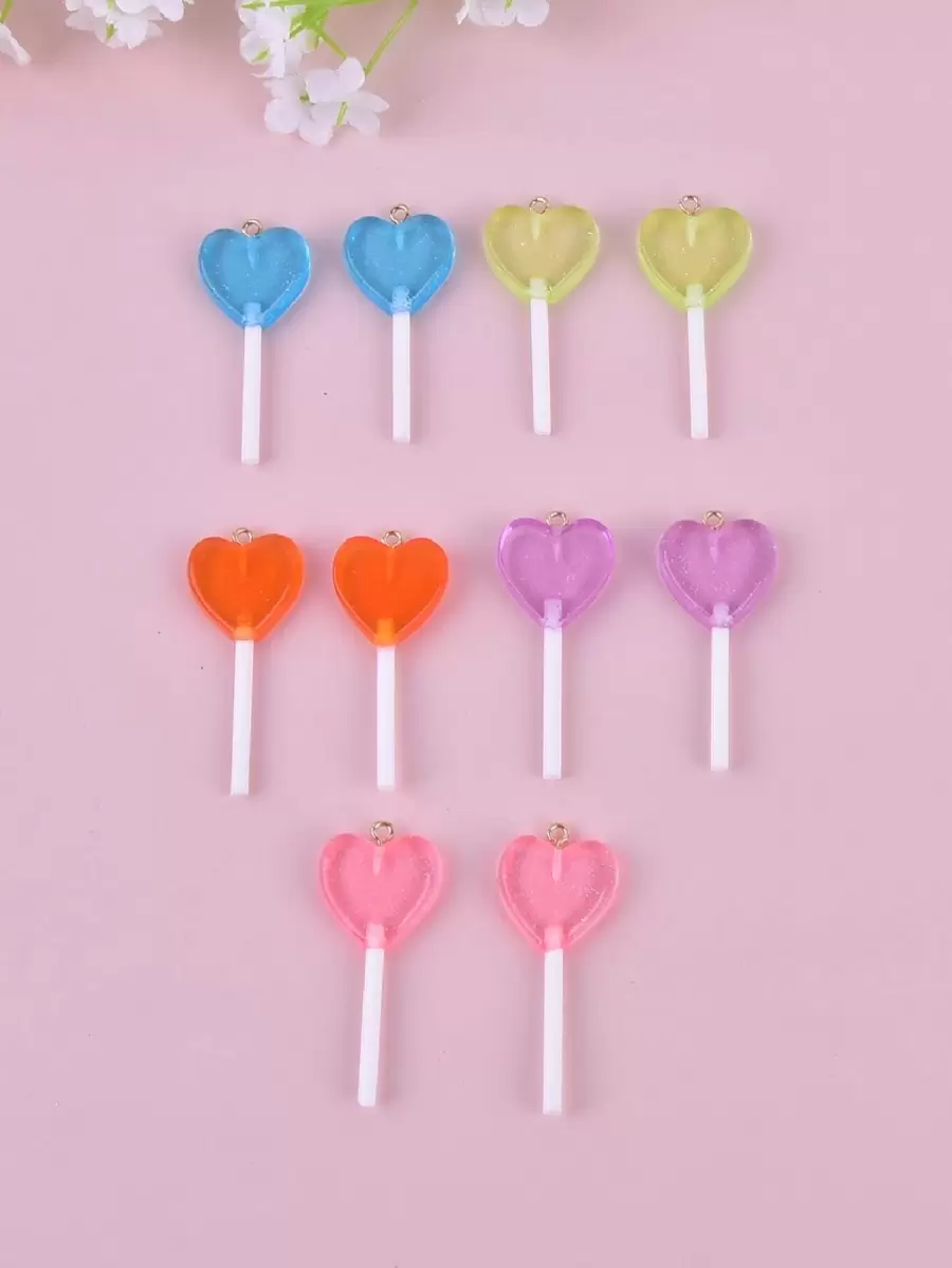 10 pièces Pendentif en forme de cœur à la mode en résine pour sucette DIY de la Saint-Valentin
