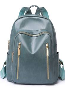 Mochila clásica minimalista con cremallera delantera - Azul - Ver 1