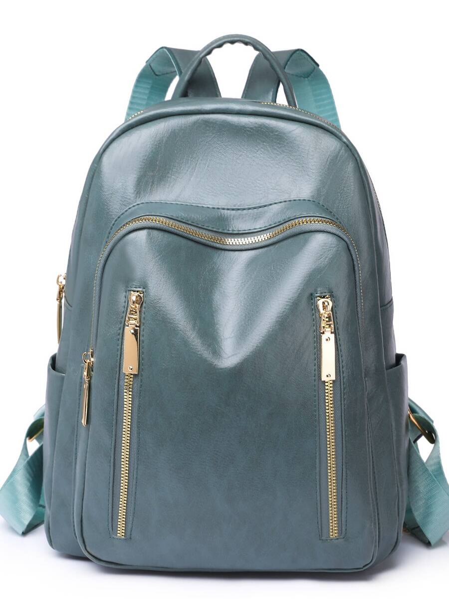 Mochila clásica minimalista con cremallera delantera - Azul - Ver 1