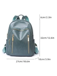 Mochila clásica minimalista con cremallera delantera - Azul - Ver 3