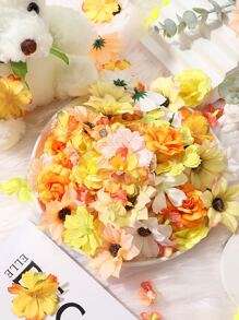 50PCS Colorful Mini Artificial Flower Head DIY Handmade Wedding Flower Arrangement, Graduation Season Hat Decoration Artificial Flowers - Multicolor - View 3