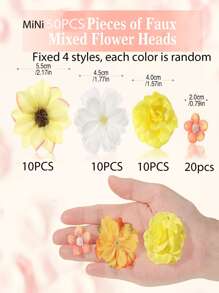 50PCS Colorful Mini Artificial Flower Head DIY Handmade Wedding Flower Arrangement, Graduation Season Hat Decoration Artificial Flowers - Multicolor - View 4