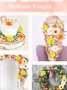 50PCS Colorful Mini Artificial Flower Head DIY Handmade Wedding Flower Arrangement, Graduation Season Hat Decoration Artificial Flowers - Multicolor - View 6