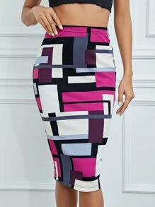 SHEIN Tall Váy nữ Chia Hình học Giải trí - Nhiều màu - Xem 1