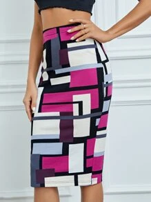 SHEIN Tall Váy nữ Chia Hình học Giải trí - Nhiều màu - Xem 3