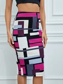 SHEIN Tall Váy nữ Chia Hình học Giải trí - Nhiều màu - Xem 4