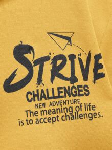 SHEIN 男孩標語圖案連帽衫和運動褲套裝 - 黃色 - 查看 4