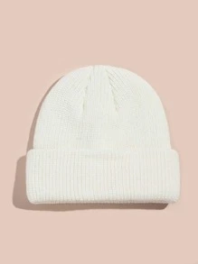 卡通青蛙繡花針織帽,休閒風格 - 白色 - 查看 2