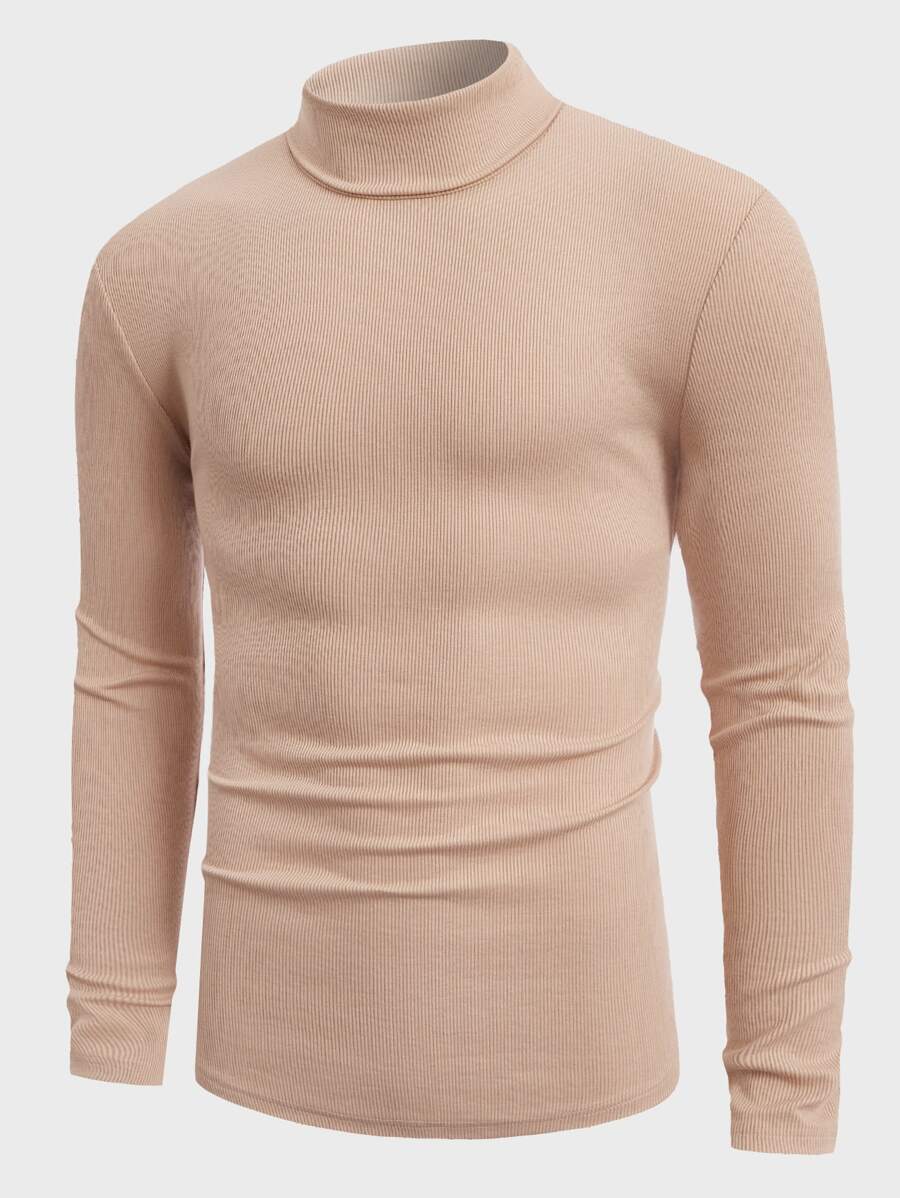 Manfinity NiteLyfe Men Turtleneck Solid Tee - Apricot - View 1