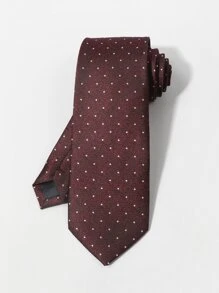 男士波卡圓點系帶 - 酒紅色 - 查看 1