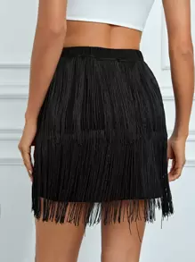 SHEIN Tall Fringe Trim Mini Skirt
