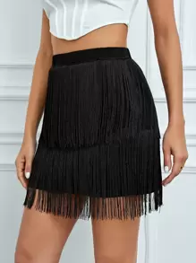 SHEIN Tall Fringe Trim Mini Skirt
