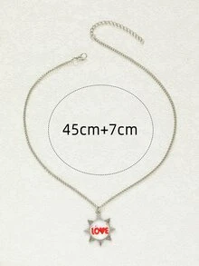 Letter Detail Geometric Charm Necklace - Silver - View 3