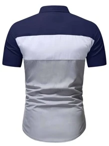 Manfinity Homme Men Cut And Sew Panel Shirt - Multicolor - View 2