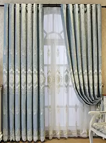 卷軸刺繡1片遮光窗簾 - 彩色 - 查看 1