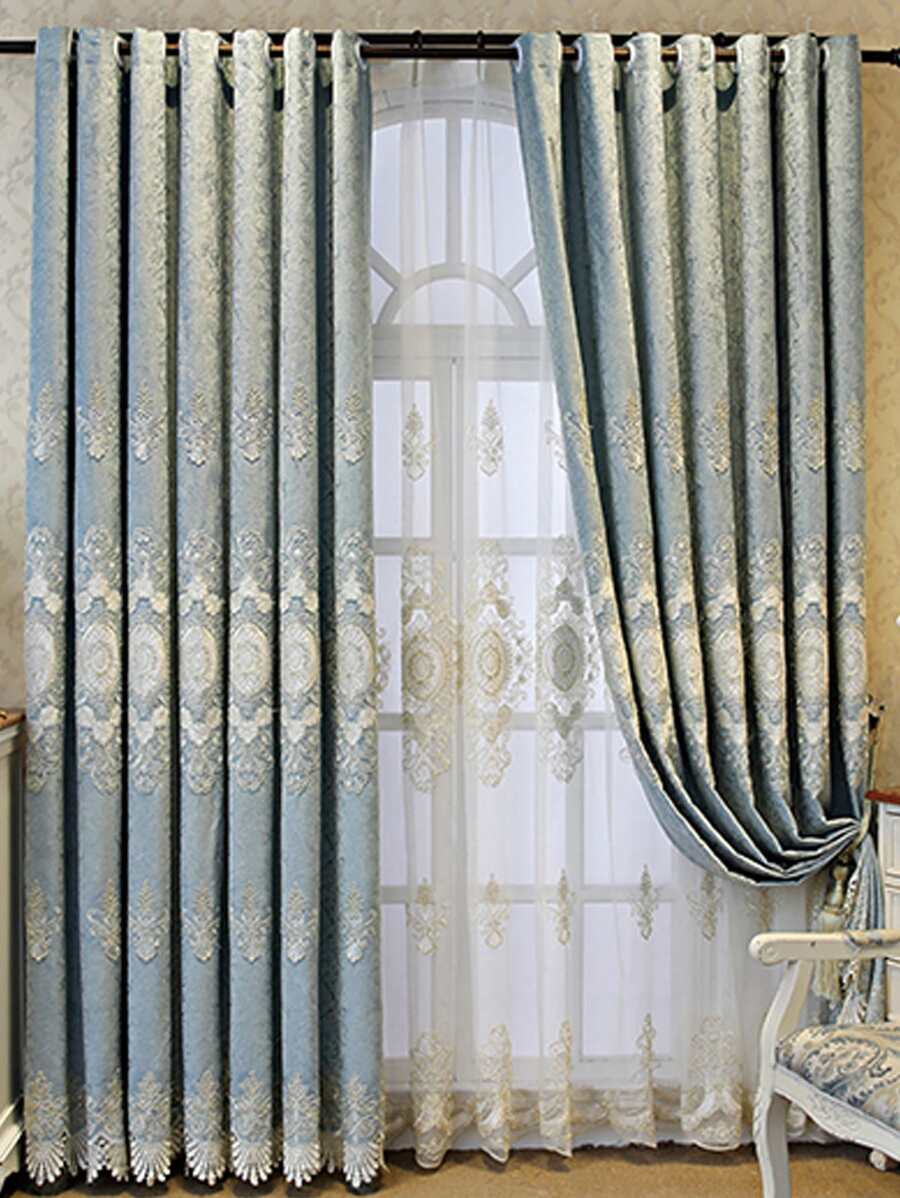 卷軸刺繡1片遮光窗簾 - 彩色 - 查看 1