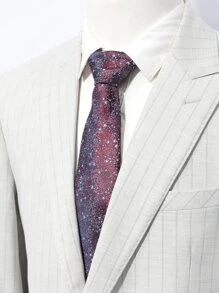 Men Galaxy Pattern Tie - Burgundy - View 1
