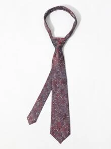 Men Galaxy Pattern Tie - Burgundy - View 2