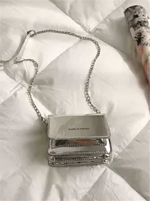 Simple & Elegant Multi-Purpose Mini Square Bag, New Spring/Summer Laser Chic Crossbody Shoulder Bag, Women's Messenger Bag - Silver - View 3