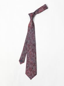 Men Galaxy Pattern Tie - Burgundy - View 3