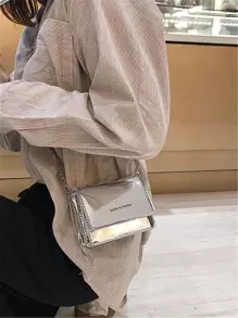 Simple & Elegant Multi-Purpose Mini Square Bag, New Spring/Summer Laser Chic Crossbody Shoulder Bag, Women's Messenger Bag - Silver - View 4
