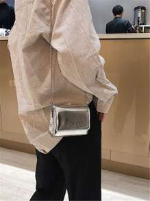 Simple & Elegant Multi-Purpose Mini Square Bag, New Spring/Summer Laser Chic Crossbody Shoulder Bag, Women's Messenger Bag - Silver - View 5