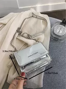 Simple & Elegant Multi-Purpose Mini Square Bag, New Spring/Summer Laser Chic Crossbody Shoulder Bag, Women's Messenger Bag - Silver - View 6