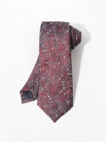 Men Galaxy Pattern Tie - Burgundy - View 7