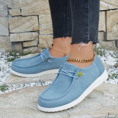 Lace-up Front Slip on Shoes