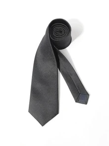Men Solid Tie - Black - View 6