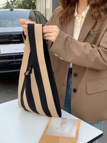 Striped Pattern Crochet Bag - Multicolor - View 3