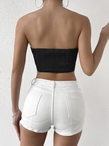 Allurite Top bandeau unicolor bajo pañuelo - Negro - Ver 2