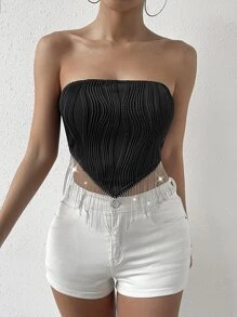 Allurite Top bandeau unicolor bajo pañuelo - Negro - Ver 1