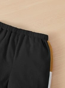 SHEIN Baby Boy Letter Graphic Colourblock Tee & Shorts - Multicolor - View 4