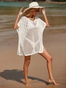 Swim Vcay 鏤空側繫帶罩衫不附比基尼 - 白色 - 查看 6