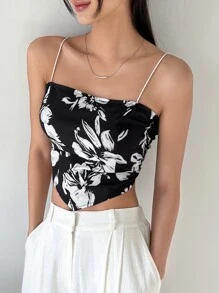 DAZY 花卉印花斗篷式上衣 - 黑與白 - 查看 2