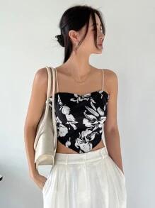 DAZY 花卉印花斗篷式上衣 - 黑與白 - 查看 4