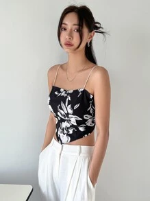 DAZY 花卉印花斗篷式上衣 - 黑與白 - 查看 6