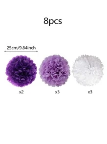 8pcs Tissue Paper Pom Pom Set,Christmas - Multicolor - View 5