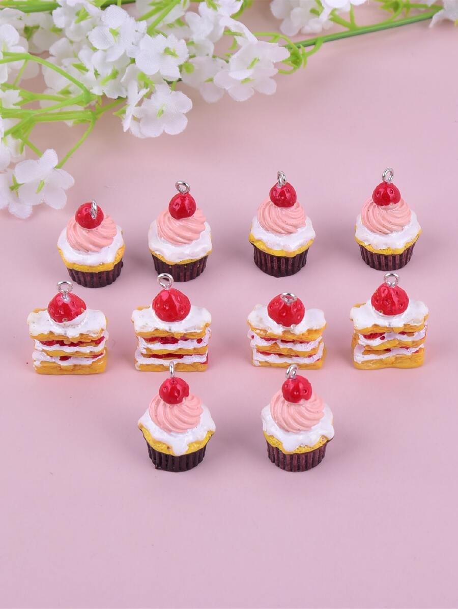 10 chiếc bánh nhựa tự làm mặt dây chuyền - Nhiều màu - Xem 1