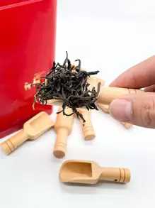 1pc Mini Wooden Tea Scoop - Brown - View 1