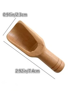 1pc Mini Wooden Tea Scoop - Brown - View 2