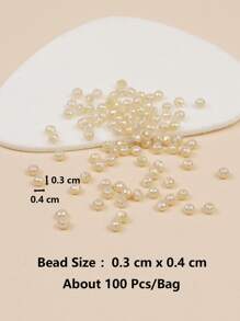 100pcs 4mm DIY Glass Bead - Beige - View 3