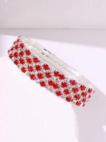 水鑽裝飾手環 - 紅色 - 查看 2