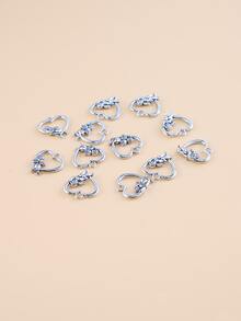 12pcs Heart DIY Pendant - Ancient Silver - View 2