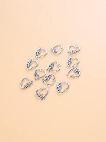 12pcs Heart DIY Pendant - Ancient Silver - View 3