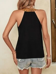 SHEIN Unity Leopard Print Halter Top - Black - View 6