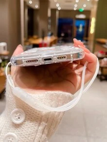 Cartoon Graphic Clear Phone Case With Lanyard - Multicolor - View 4